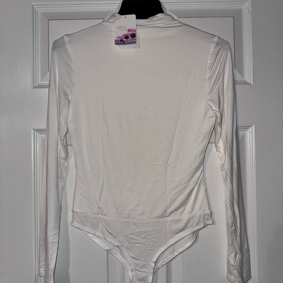 Final Touch Tops - Double Lined White Long Sleeve Bodysuit, Final Touch